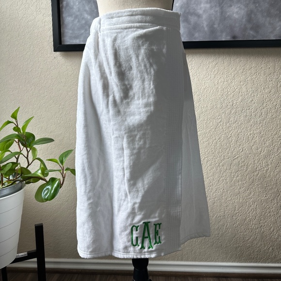 White Towel Wrap Skirt - Picture 1 of 5